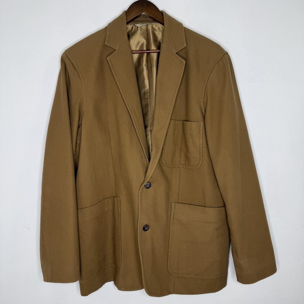 Duluth Trading Blazer Mens LT Brown Canvas Lined Workwear Sport Coat Jacket - Picture 2 of 8